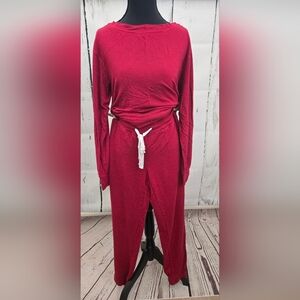 Soma Crimson Red Lounge Set. Long Sleeve Top Jogger Pants W Pockets